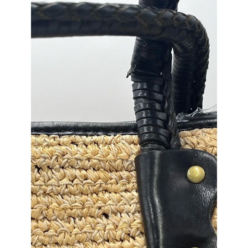 Michael Kors Vintage Leather and Wicker Braided Straw‎ Woven Shoulder Bag